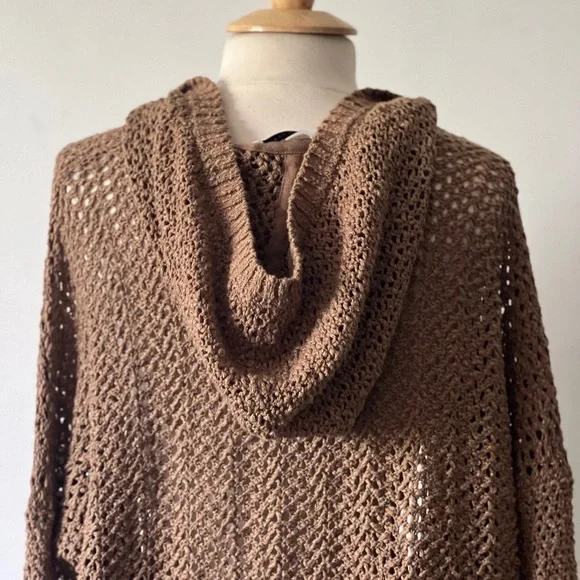 Talula large crochet hooded cardigan sweater size large - Picture 3 of 4